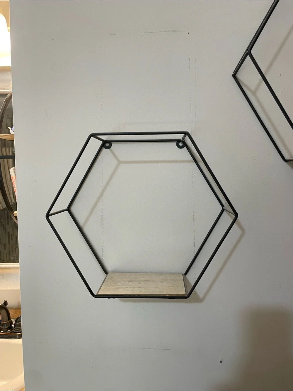 3 Black Hexagon Metal Wall Shelves-Modern Wall Decor.  Plants NOT included
